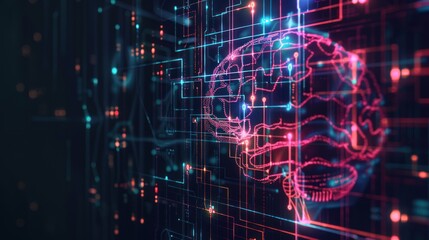 Digital Brain Network: A Glowing Abstract Representation