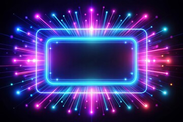 Obraz premium Neon futuristic flashes on black background. Motion light lines backdrop. For banner, postcard, illustration. Created with generative AI tools