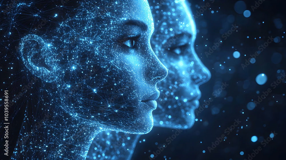 Leinwandbilder futuristic concept of ai-powered human avatars controlled via interconnected neural networks. explor