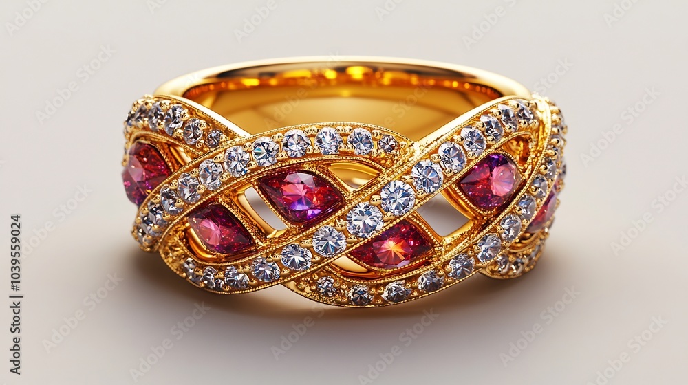 Poster elegant 3d gold ring sparkling gemstones set on a minimalist gradient background the simplicity of t