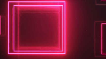 Pink Neon Light Square Frames on a Dark Background
