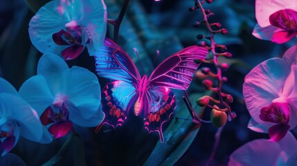 Orchid Bloom With Butterfly