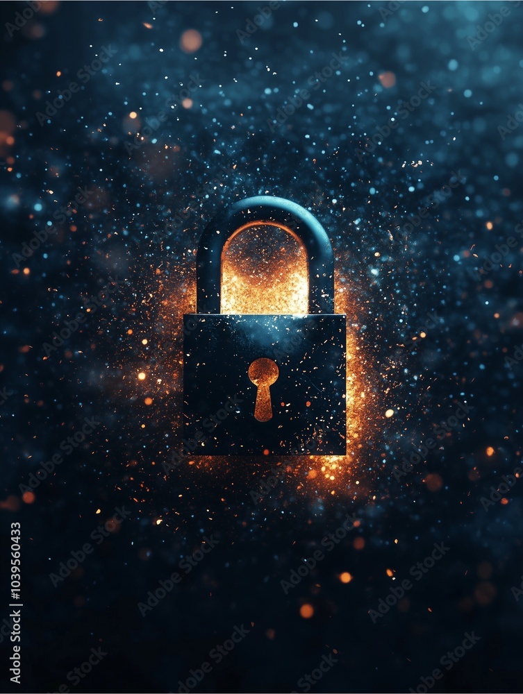Poster rusty padlock with a key on a white background