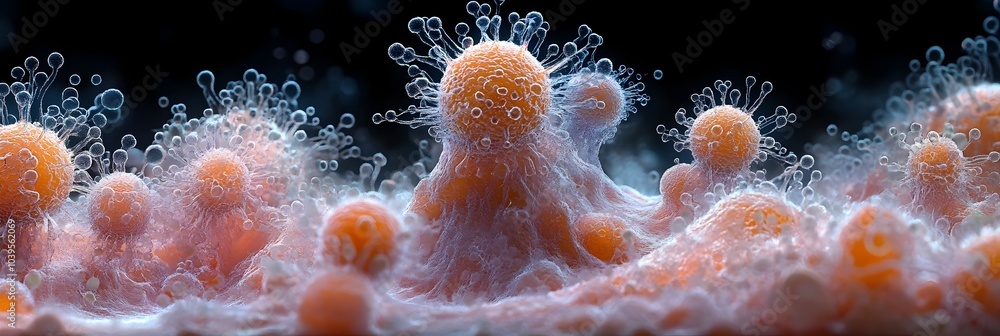 Leinwandbilder highly magnified microscopic view showcasing the intricate and complex molecular structures of virus