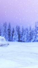 Fototapeta premium Snowfall Over Snowy Land and Trees