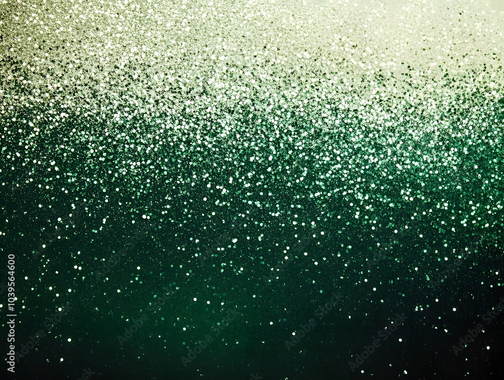 Poster a gradient of green and glitter, creating a shimmering and festive backdrop.