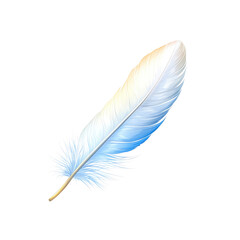 Obraz premium Single White Feather with Blue Hues