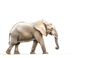 Fototapeta premium Elephant Walking Side Extracted. Majestic Wildlife Animal in Safari Theme