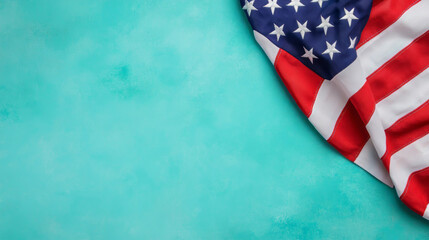 American Flag on Turquoise Background