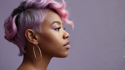 Fototapeta premium black woman with light pink and purple hair