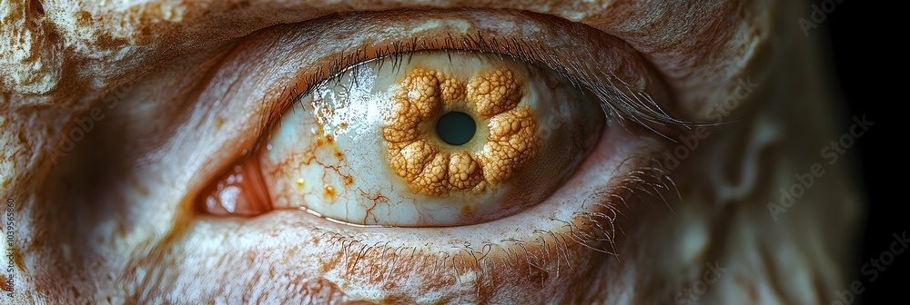 Aufkleber macro close-up shot of a mesmerizing creature's eye,revealing the intricate,organic patterns and tex