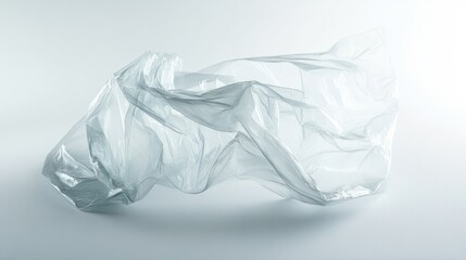 Fototapeta premium Clear plastic bag with slight crumples and transparent texture, isolated on white background