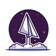 Paper Plane Flying Cartoon Vector Icon Illustration. Object Holiday Icon Concept Isolated Premium Vector. Flat Cartoon Style
