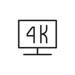 Desktop 4k icon Flat line illustration
