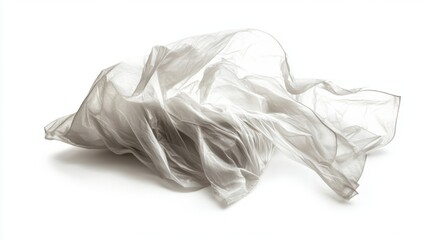 Crumpled plastic bag with visible creases and texture, isolated on white background