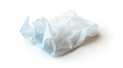 Flat, folded plastic bag with a clean surface, isolated on white background