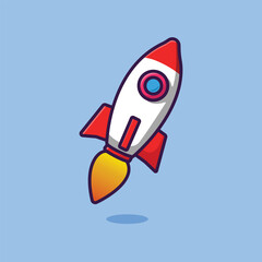  Rocket Cartoon Vector Icon Illustration. Science Technology Icon Concept Isolated Premium Vector. Flat Cartoon Style