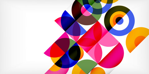 Minimal geometric abstract background. Circle square and triangle design. Trendy techno business template for wallpaper, banner, background or landing