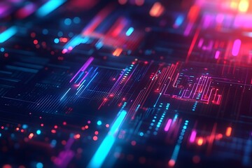Obraz premium Vibrant Data Visualization with Neon Graphs and Diagrams