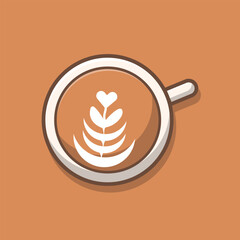Coffee Drink With Love Foam Cartoon Vector Icon Illustration. Drink Food Icon Concept Isolated Premium Vector. Flat Cartoon Style
