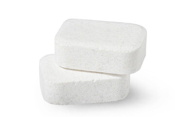 White dishwasher tablets isolated on white background