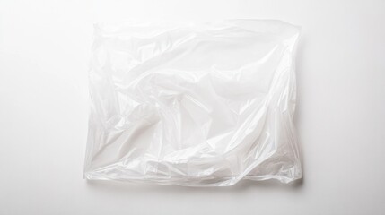 transparent plastic bag with minimal wrinkles, isolated on white background