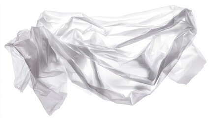 transparent plastic bag with minimal wrinkles, isolated on white background