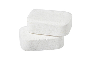 White dishwasher tablets isolated on white background