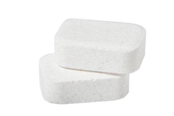 White dishwasher tablets isolated on white background