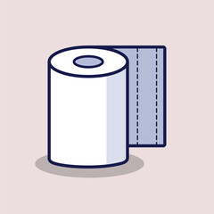 Toilet Tissue Cartoon Vector Icon Illustration. Tissue Paper Mascot Character. Health And Medical Icon Concept White Isolated. Flat Cartoon Style Suitable for Web Landing Page, Banner, Flyer, Sticker
