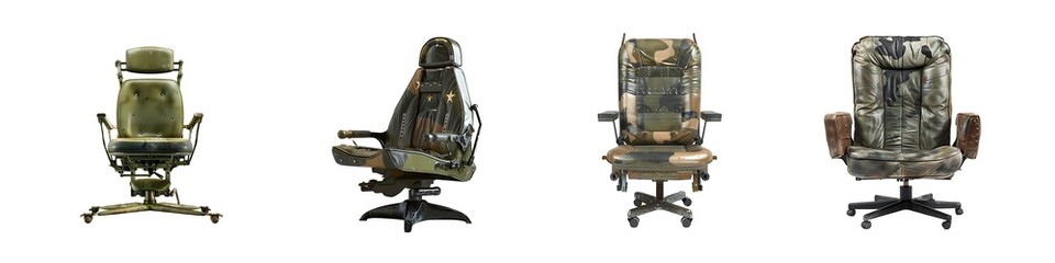 Set of armrests with army print isolated on transparent background 