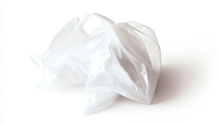 Folded plastic bag with clean, sharp edges, isolated on white background