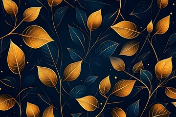 Elegant Golden Leaf Pattern on a Dark Background