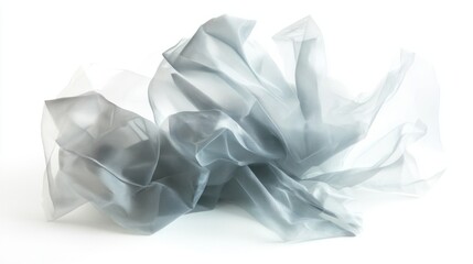 Obraz premium Plastic bag in a loose pile, showcasing its folds and transparency, isolated on white background