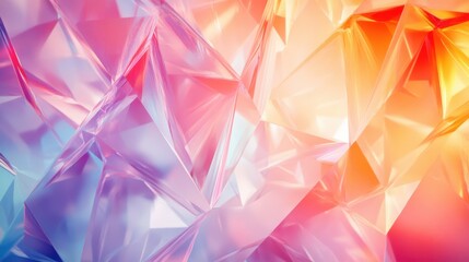 A captivating pattern of translucent, shifting polygons with radiant light effects and color gradients, intricate and luminous