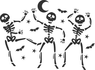 Moon Light Dancing Skeletons - Halloween