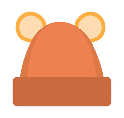 Vector illustration of an orange beanie with cute bear ears, adding a playful touch to any winter-themed designs, perfect for children's fashion.