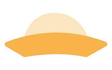 Vector illustration of a yellow and beige wide-brimmed sun hat, perfect for summer fashion, vacation themes, and sunny weather designs.