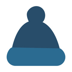 Vector illustration of a dark blue winter beanie with a pom-pom on top, ideal for cold weather and winter accessory graphics.