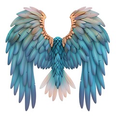 Fototapeta premium 3D wings right and left art style isolated white background, graphic element resource design.