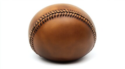 Baseball with clean leather and bold stitching, isolated on white background