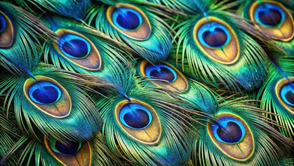 Close-Up of Colorful Peacock Feather Patterns