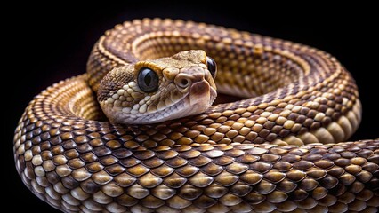 Obraz premium Coiled Rattlesnake Macro Close-Up Photography