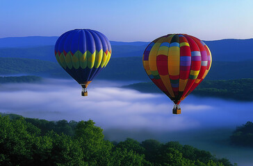 Naklejka premium hot air balloon over region country