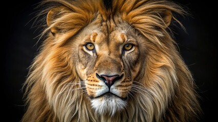 Naklejka premium Majestic Lion with Impressive Mane in Sharp Focus