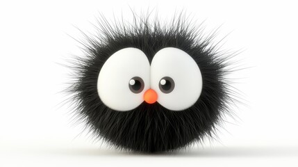 Fototapeta premium A detailed shot of a toy animal featuring a black-and-white fur ball for its face and eyes