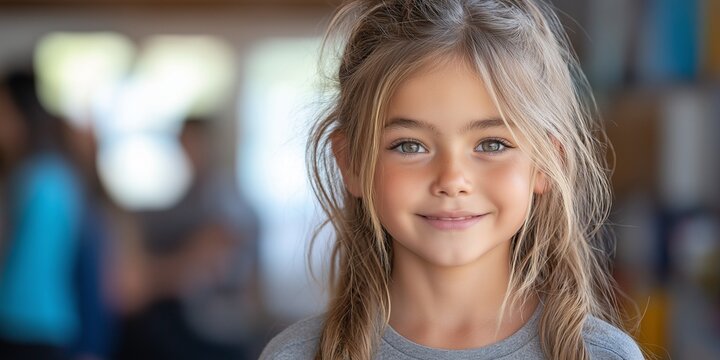 Schoolgirl portrait in the hall way banner