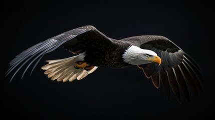 Obraz premium Majestic eagle soaring against a dark background.