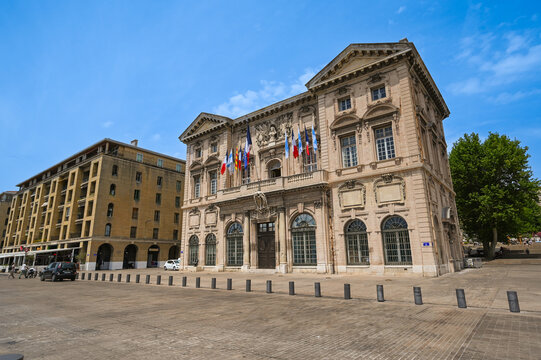 Marseille, France - June, 2024: The landmark historic Hotel de Ville de Marseille city hall building in Marseille, France, High quality photo