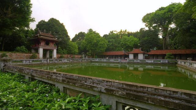 view of Khue Van Cac pavilion in Temper of Literature or Van Mieu - Vietnam's first national university in Hanoi city, Vietnam.